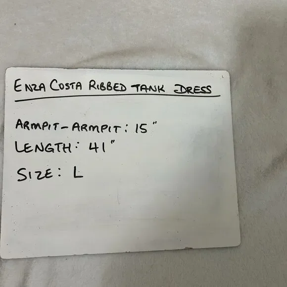 Enza Costa Silk Blend Ribbed Tank Midi Dress in Vapor Ionic Gray Sz L Tie Dye - Picture 14 of 14